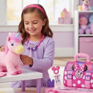 Disney Junior Minnie Bow-Care Vet Bag Set/ 9 Pieces‎ & Unicorn Plush Toy Playset